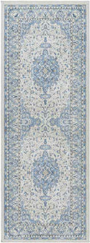 Tomara Traditional Ice Blue Washable Area Rug