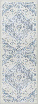 Eman Traditional Denim Blue Washable Area Rug