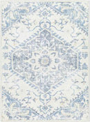 Eman Traditional Denim Blue Washable Area Rug