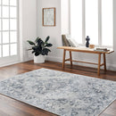 Moya Traditional Navy Blue Washable Area Rug
