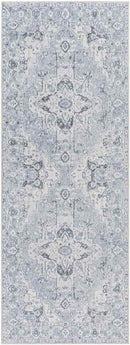 Moya Traditional Denim Blue Washable Area Rug