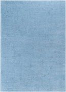 Tobey Solid and Border Pale Blue Washable Area Rug
