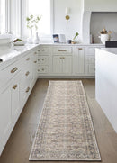 Eran Traditional Light Silver Washable Area Rug