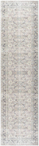 Eran Traditional Light Silver Washable Area Rug