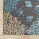 Parth Coastal Charcoal/Blue Area Rug