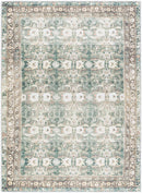 Meddo Traditional Dark Green Washable Area Rug