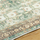 Meddo Traditional Dark Green Washable Area Rug