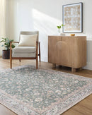 Jacqueleen Traditional Emerald Washable Area Rug