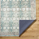 Marqus Traditional Emerald/Light Silver Washable Area Rug