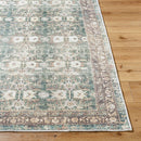 Marqus Traditional Emerald/Light Silver Washable Area Rug