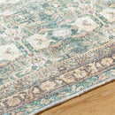 Marqus Traditional Emerald/Light Silver Washable Area Rug