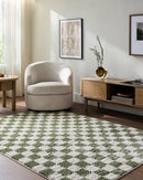 Shera Modern Grass Green Washable Area Rug
