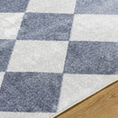Senior Modern Slate/Ivory Washable Area Rug