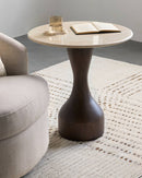 Mila Rose Beige/Dark Brown End Table - Galey Alix x Livabliss