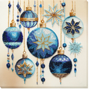 Crystal Patterns Blue Christmas Ornaments Bead Embroidery Kit by Abris Art AB-925