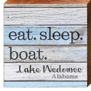 Lake Wedowee, Alabama Eat. Sleep. Boat. Phrase Wooden Sign | Wall Art Print on Real Wood