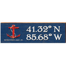 Webster Lake Anchor Navy Latitude Longitude | Wall Art Print on Real Wood