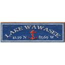 Lake Wawasee Anchor Navy Latitude Longitude | Wall Art Print on Real Wood