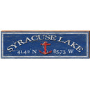 Syracuse Lake Anchor Navy Latitude Longitude | Wall Art Print on Real Wood