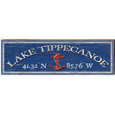 Lake tippecanoe Anchor Navy Latitude Longitude | Wall Art Print on Real Wood