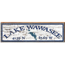 Lake Wawasee Lake Shape White Shabby Latitude Longitude | Wall Art Print on Real Wood