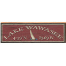 Lake Wawasee Sail Boat Red Latitude Longitude | Wall Art Print on Real Wood