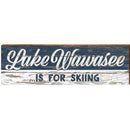 Lake Wawasee For Skiing Navy | Wall Art Print on Real Wood