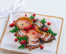 Holiday Baking Gingerbread Man Christmas Ornament Bead Embroidery Kit by Abris Art ABT-033