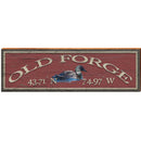Old Forge Loon Red Latitude Longitude | Wall Art Print on Real Wood