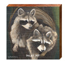 Inlet, NY Raccoons | Wall Art Print on Real Wood