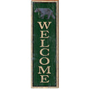 Welcome Black Bear Green | Wall Art Print on Real Wood