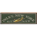Inlet, New York Yellow Kayak Green Latitude Longitude | Wall Art Print on Real Wood
