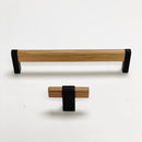 Black and Oak Wood "Crossing" Cabinet Knob and Drawer Handles