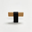 Oak Wood and Black "Crossing" Cabinet Knob and Drawer Handles
