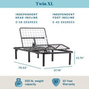 Twin XL Size Electric Head Foot Adjustable Bed Base with Remote