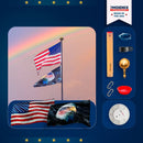Phoenix Patriot Flagpole Kit | Complete Bundle with Solar Light & Eagle Flag