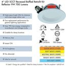 AH Lighting 4" LED Selectable 5CCT 9W Recessed Baffled Retrofit Kit Reflector