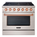 Akicon 36" Stainless Steel Range Hood with 600 CFM Insert & 6-Burner Gas Range Combo – Powerful Ventilation, Convection Oven, Multiple Finishes