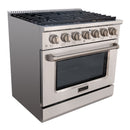36" Slide-in Freestanding Professional Style Gas Range with 5.2 Cu. Ft. Oven, 6 Burners