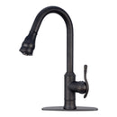 Copper Pull Out Kitchen Faucet, Single Level Solid Brass Kitchen Sink Faucets with Pull Down Sprayer