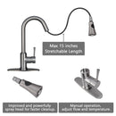 Gun Black Pull Out Kitchen Faucet with Deck Plate, Single Level Solid Brass Kitchen Sink Faucets with Pull Down Sprayer-AK96466-GB