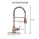 Copper Pre-Rinse Spring Kitchen Faucet, Single Level Solid Brass Kitchen Sink Faucets with Pull Down Sprayer - AK96518-D-AC