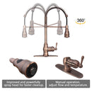 Copper Pre-Rinse Spring Kitchen Faucet, Single Level Solid Brass Kitchen Sink Faucets with Pull Down Sprayer - AK96518-D-AC