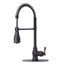 Copper Pre-Rinse Spring Kitchen Faucet, Single Level Solid Brass Kitchen Sink Faucets with Pull Down Sprayer