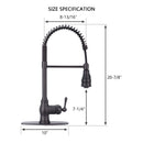 Oil Rubbed Bronze Pre-Rinse Spring Kitchen Faucet, Single Level Solid Brass Kitchen Sink Faucets with Pull Down Sprayer - AK96518-ORB