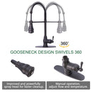 Oil Rubbed Bronze Pre-Rinse Spring Kitchen Faucet, Single Level Solid Brass Kitchen Sink Faucets with Pull Down Sprayer - AK96518-ORB