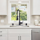 Oil Rubbed Bronze Pre-Rinse Spring Kitchen Faucet, Single Level Solid Brass Kitchen Sink Faucets with Pull Down Sprayer - AK96518-ORB