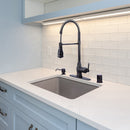 Oil Rubbed Bronze Pre-Rinse Spring Kitchen Faucet, Single Level Solid Brass Kitchen Sink Faucets with Pull Down Sprayer - AK96518-ORB