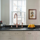 Two-Handle Antique Copper Widespread Kitchen Faucet with Side Sprayer-AK96766-AC