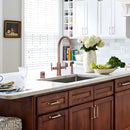 Two-Handle Antique Copper Widespread Kitchen Faucet with Side Sprayer-AK96766-AC